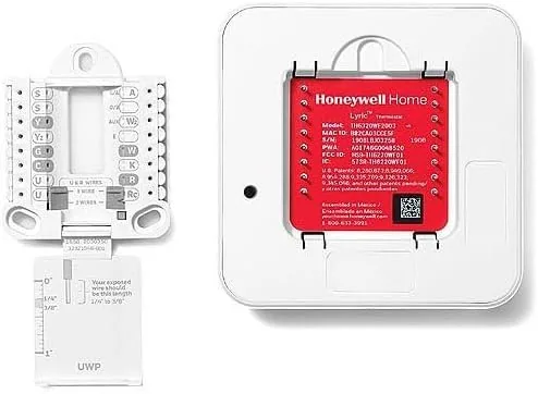Deska UWP a zadní strana termostatu Honeywell Lyric