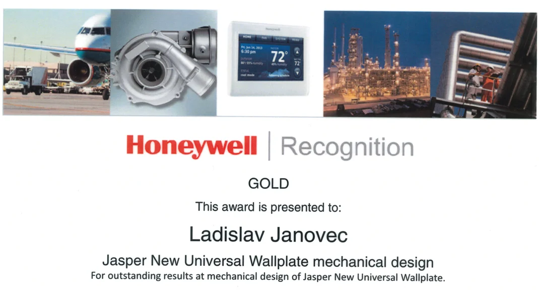 Honeywell Recognition Gold for the mechanical design of UWP, 2016